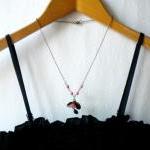 Leaf Pendant with Pink Glas..