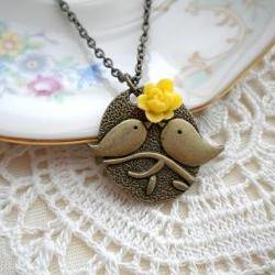 Love Birds Pendant - Bird Necklace